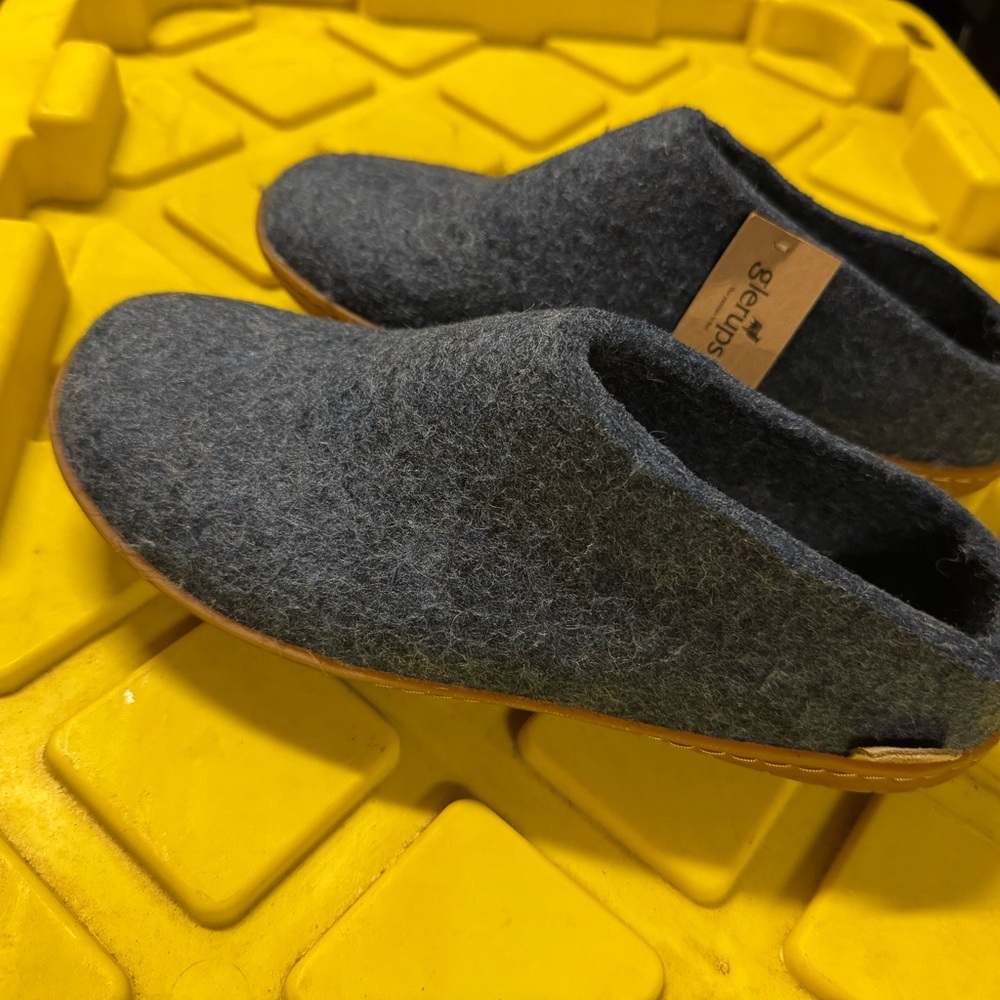 Women’s Glerups Blue / Gray Wool felted Slippers sz 8 retail $135